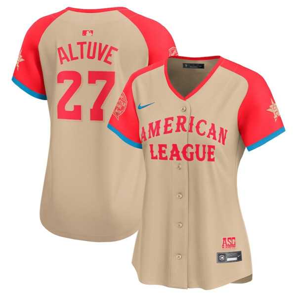 Women%27s American League #27 Jose Altuve Cream 2024 All-Star Limited Stitched Baseball Jersey(Run Small)